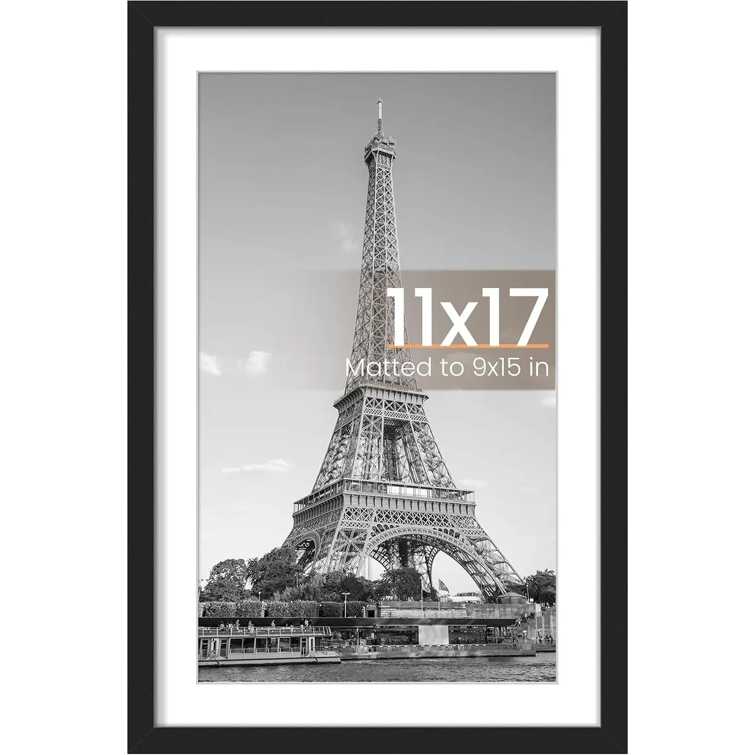 Black 11x17 Photo Frame Decor (1 Pack) - Displays 9x15 Photos with Mat or 11x17 Posters Without, Wall-Hanging Home Improvement Gift