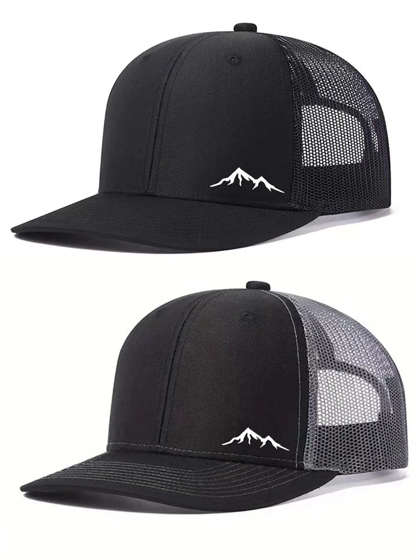 2Pack Unisex Mountain Print Street Fashion Cap | Breathable Adjustable Snapback for Outdoor Activities Baseball Cap Adjustable Adjustable Streetwear Hat Fashionable Hats