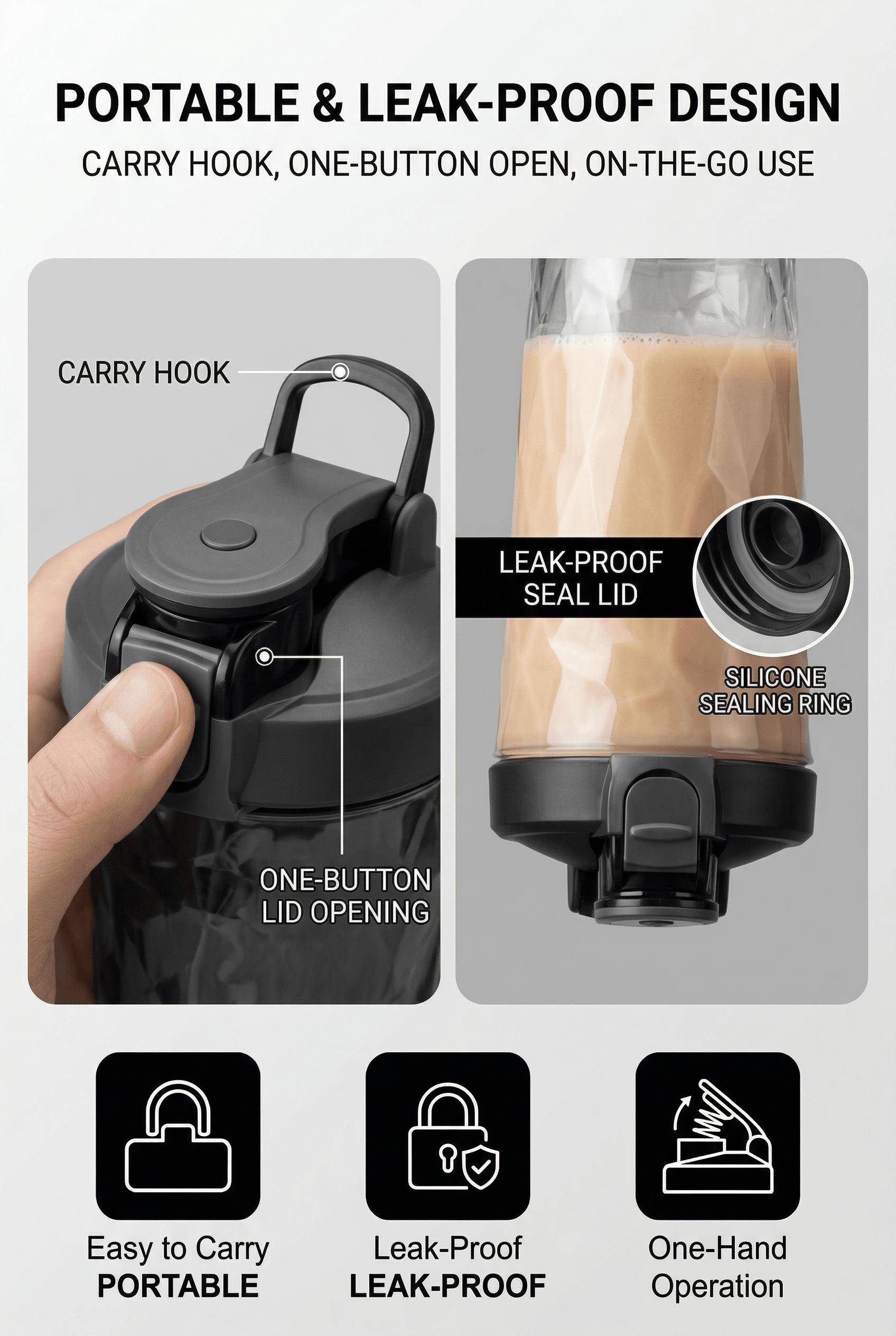 Electric Protein Shaker Bottle - Smart Blender Bottle, Leak-Proof Design, BPA-Free Tritan,USB Rechargeable Mixer Cup for Shakes and Meal Replacements