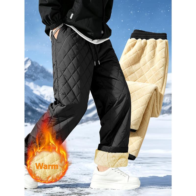 Men's solid color winter straight leg casual cotton pants, versatile winter pants that don't look bulky, suitable for outdoor commuting, home, and going out in cold or snowy weather.