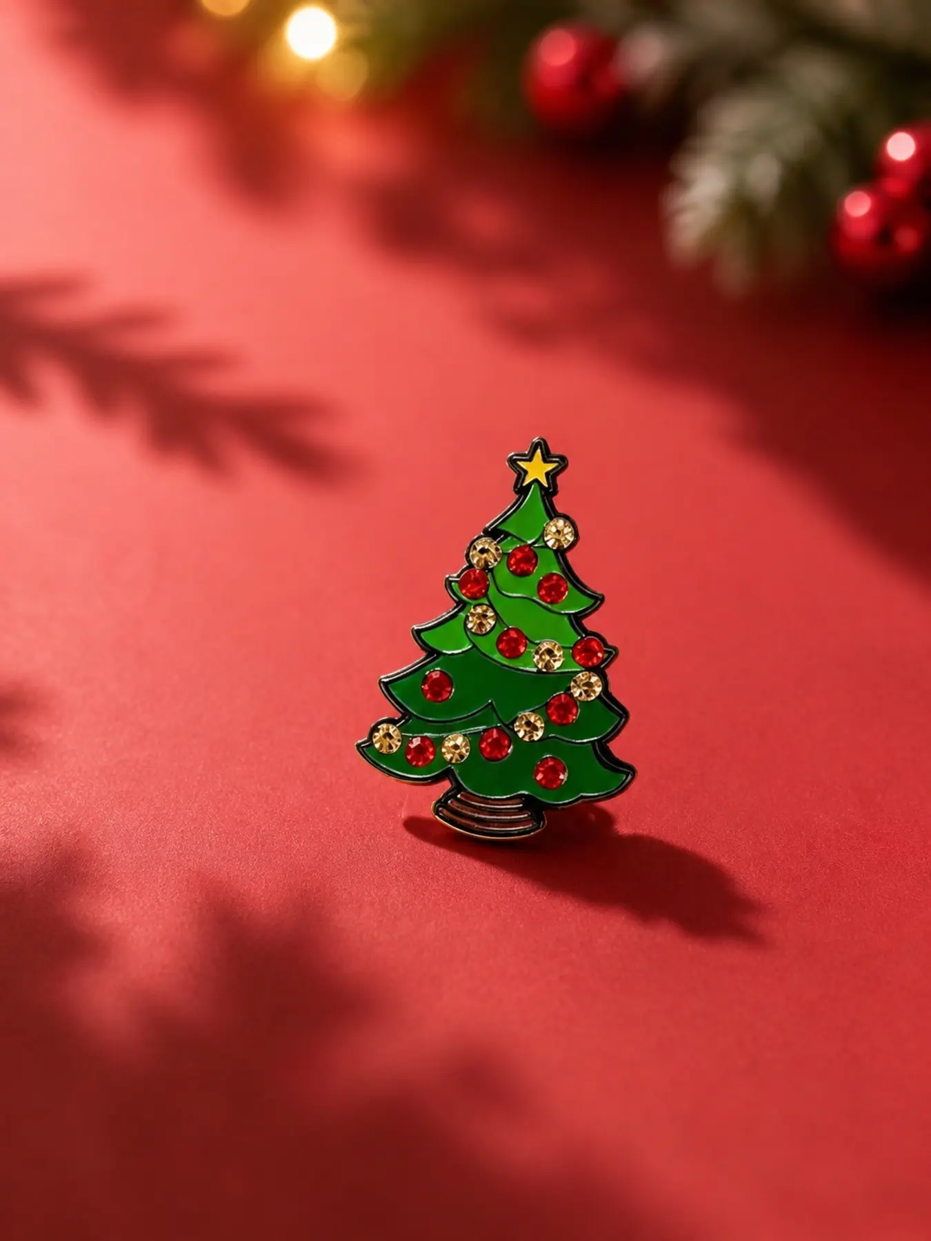 Christmas Brooch for Women, Cute Holiday Pin Badge with Santa Tree Holly Leaf Charms, Xmas Jewelry Accessories Gift for Her