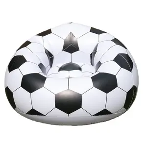 Inflatable Soccer Ball Shaped Lazy Sofa Chair, Durable Thick PVC Blow Up Bean Bag Lounger, Foldable Portable Inflatable Couch for Indoor Bedroom Living Room Outdoor Camping Pool Side Soccer Fan Game Day Furniture Gift