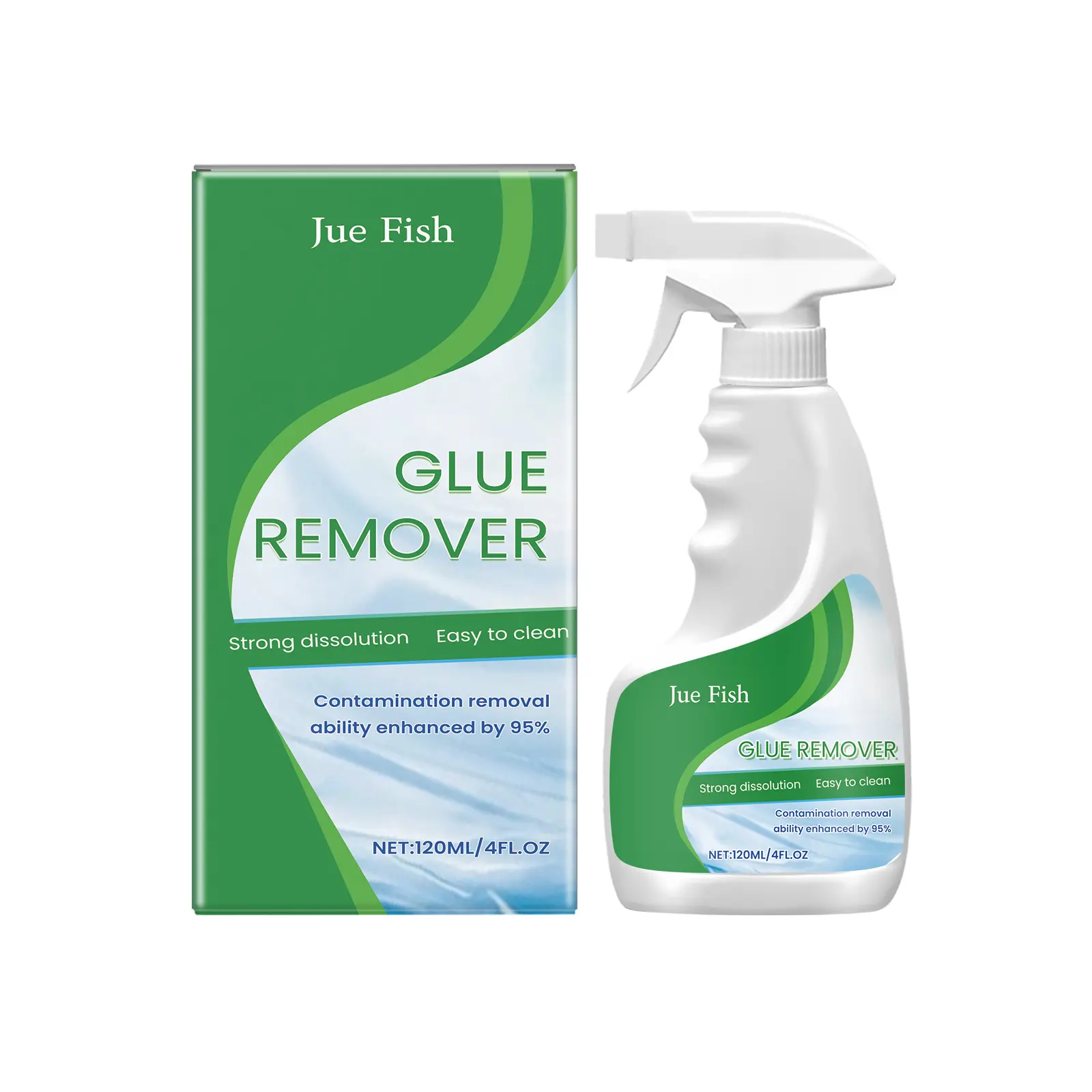 Jue-Fish Household Adhesive Remover Spray Bottle with Chemical Blend, Effective for Glass Surfaces Cleaning for Home Users, 3-Year Shelf Life
