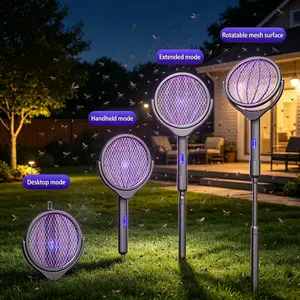 2-in-1 Electric Mosquito Swatter & Bug Trap - Dual Switch, USB Rechargeable, bug zapper mosquito solar，electric bug zapper，Digital Display, for Home, Indoor/Outdoor Use, Effective Against Flies, Mosquitoes, Cockroaches, Spiders, Includes Cleaning Cloth