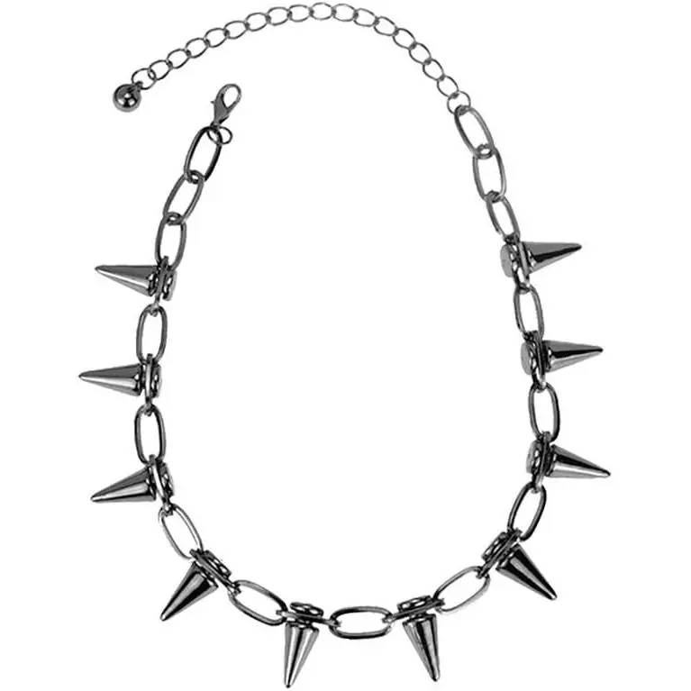 Punk Spike Chokers Goth Necklaces Mens Chain Choker  Punk Streetwear  Adjustable  Rivet  for Women Girls Choker