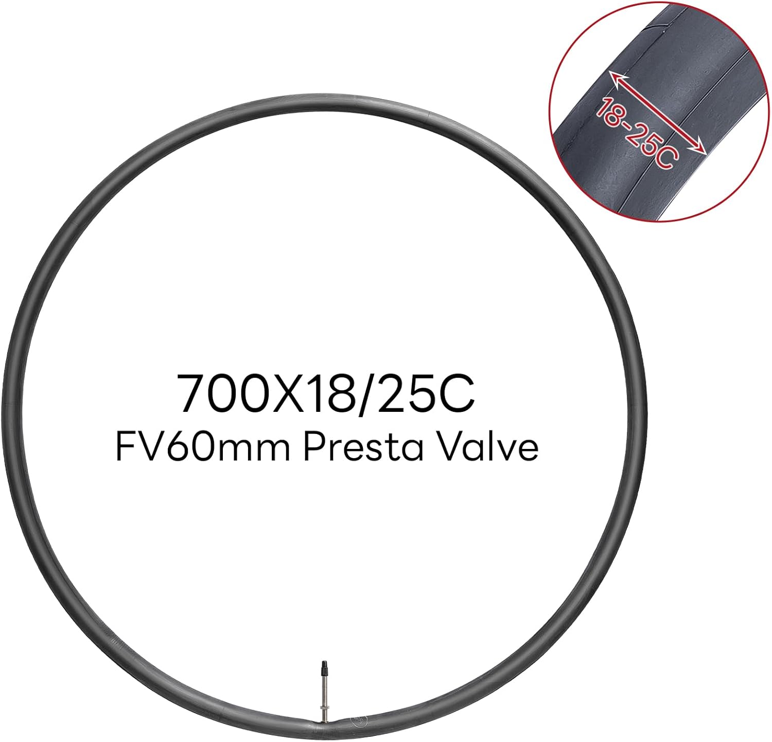 700x18C/19C/20C/21C/22C/23C/24C/25C FV60mm  Tube, 700C Replacement Bicycle Inner Tube (Single) Reliable 700 x 18C-25C  Inner Tube Presta Valve for City/Road/Gravel Cycling Scenarios