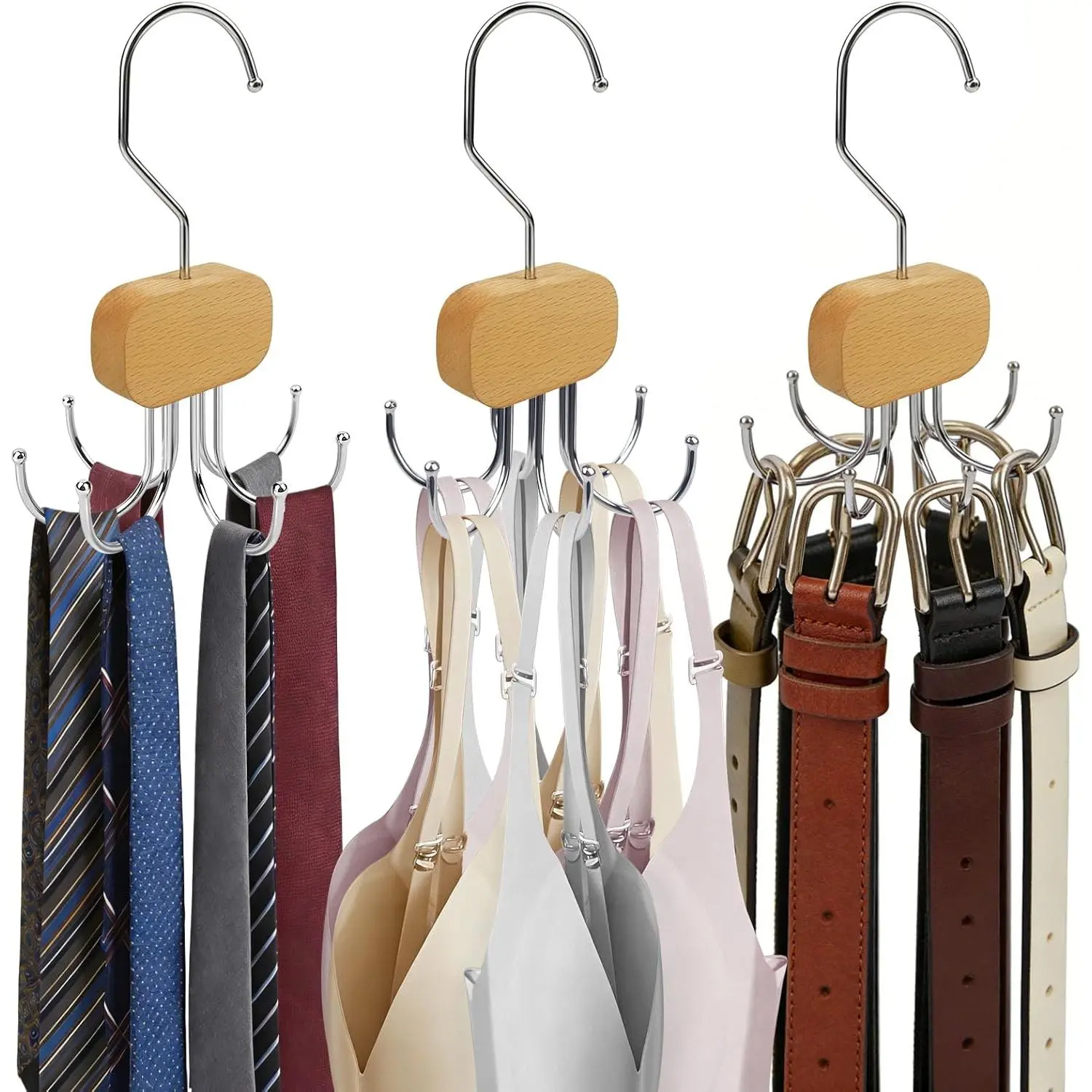 3 Pack  Top Hanger, , for Closet Organization | Rotatable Bra Organizer, Bra Hanger, 360° Rotating, Foldable, Metal and , Space-Saving for  Tops, Belts and Ties