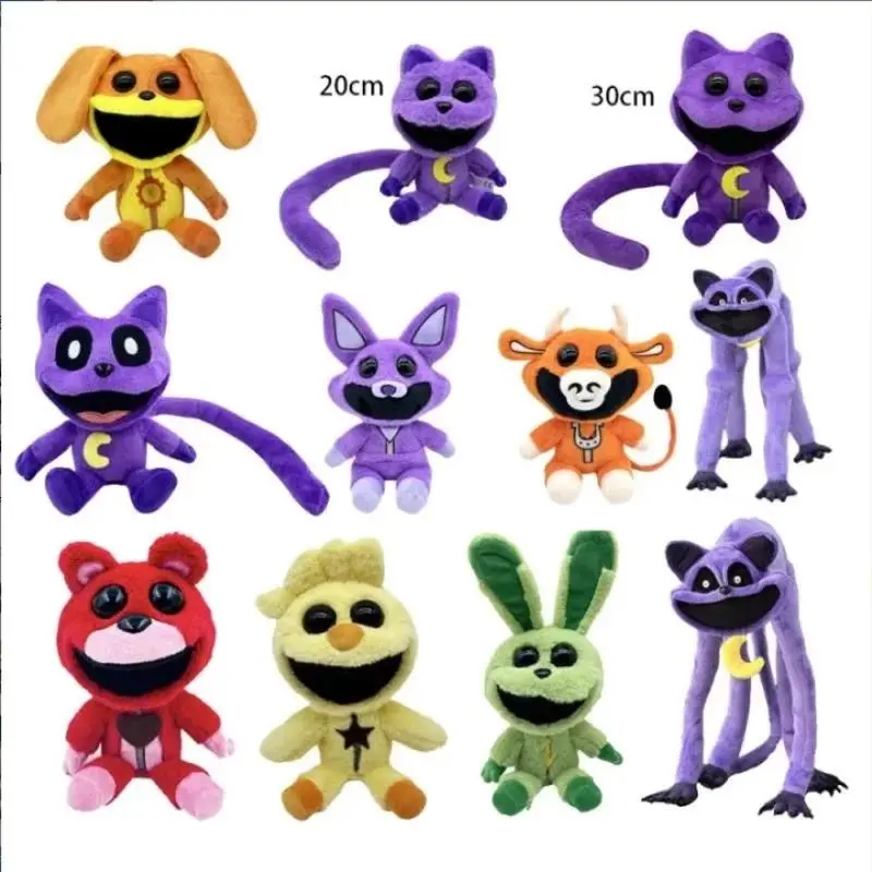 Smiling Animal Anime Plush Toy Horror Doll Soft Model Toy Horror Smiling Cat Cartoon Festival Plush Gift Decoration