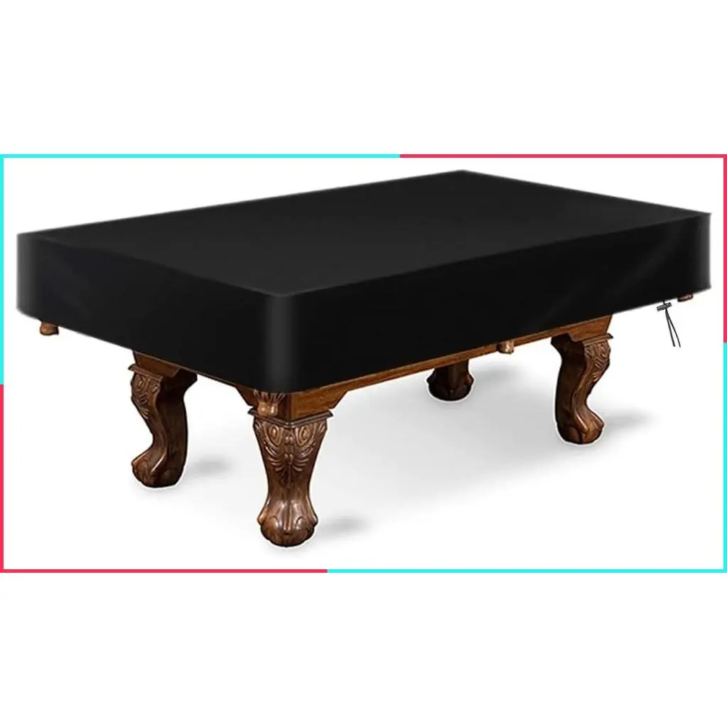 Billiard Table Cover Waterproof Fade Resistant Windproof Scratch Resistant for Pool Table Snooker, Black, 8FT 100x56x8in
