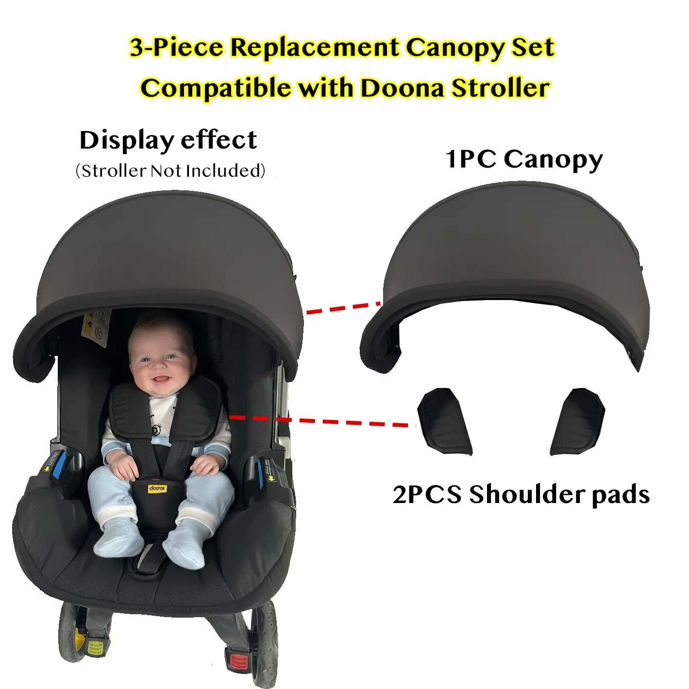 Canopy 3-In-1 Replacement Cover, Compatible with Doona+ and Doona I, Stroller Sunshade Accessories for Baby Newborn Infant