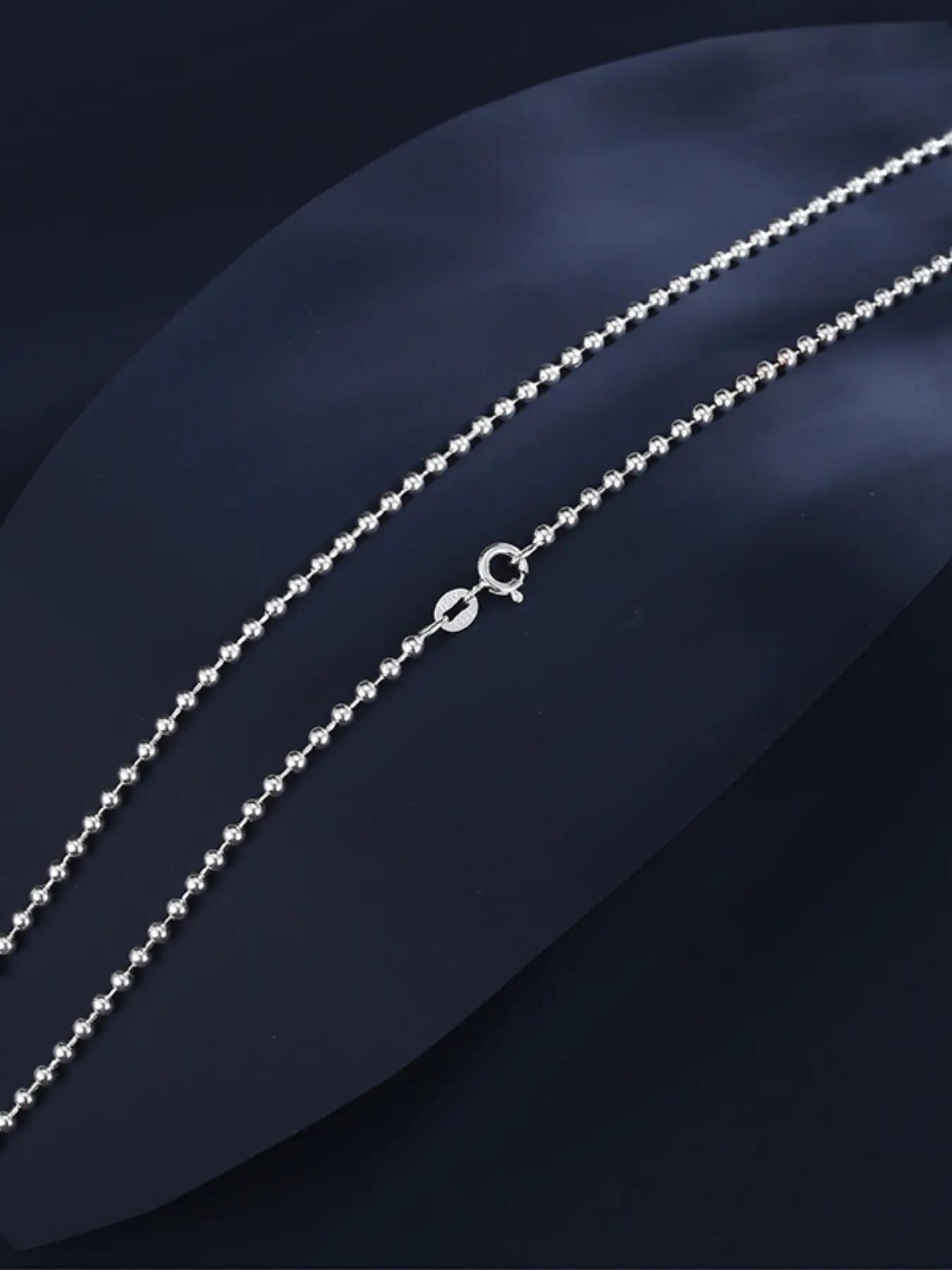 925 Sterling Silver Round Bead Design Necklace, Round Tennis Necklace, Mother's Day Gift, Fashion Jewelry for Party, Daily Clothing Decor, Trendy All-match & Exquisite Jewelry for Birthday Gift