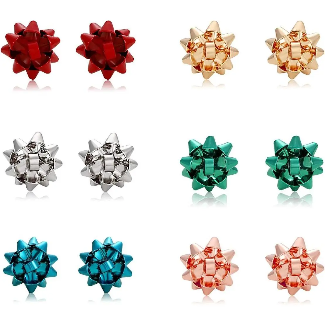 6 Pairs Christmas Bow Earrings for Women Xmas Bow Stud Earrings Red Green  Holiday Earring Set Christmas  Gifts
