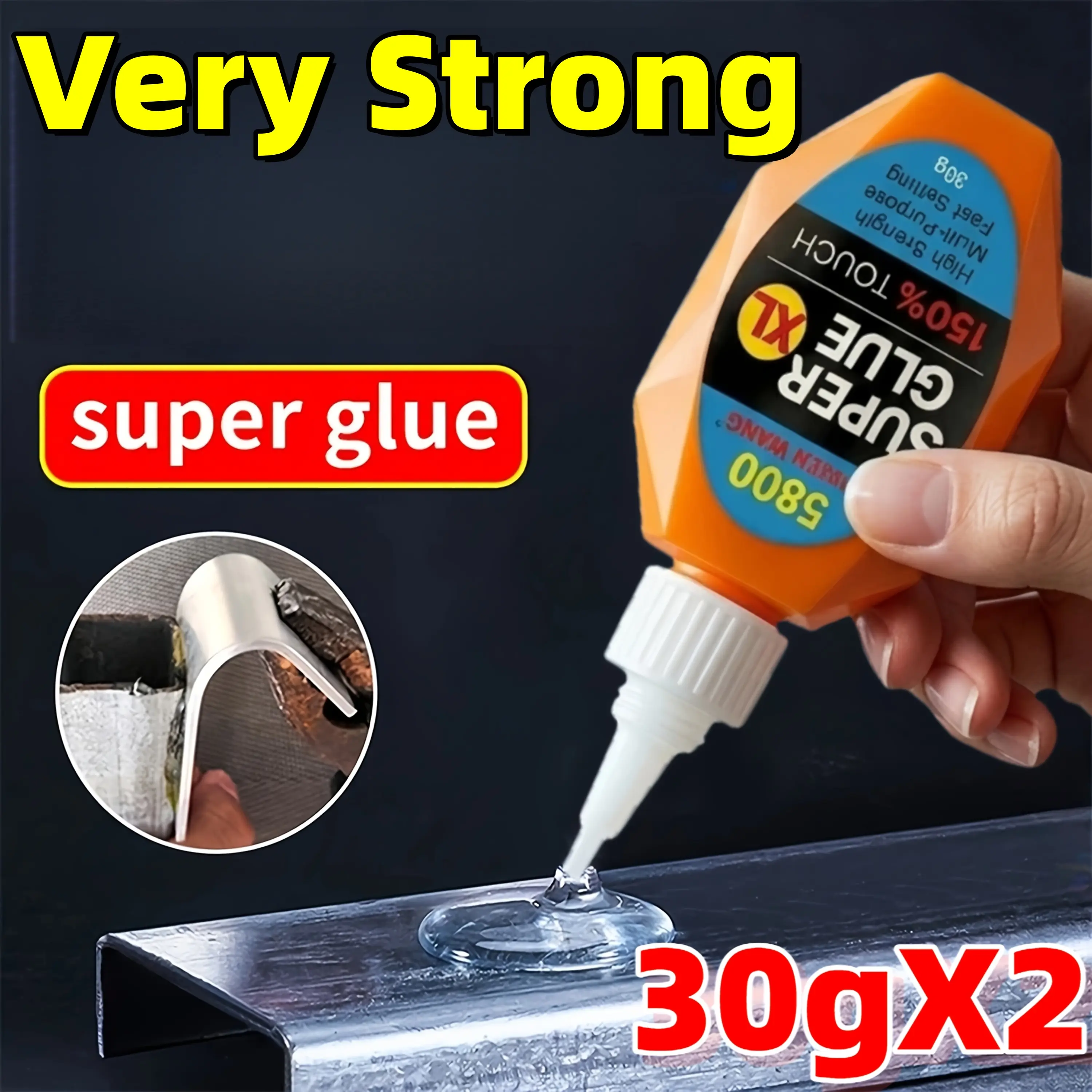 4/2PCS Super Glue, Metal Glue, Quick Dry for Plastic, Wood, Metal, Fabric, Rubber - Adhesive Suitable for Shoes, Ceramics, Repairs, Crafts, Clear Adhesive, Suitable for DIY Crafts, Rhinestone, Nail & Multiple Purpose