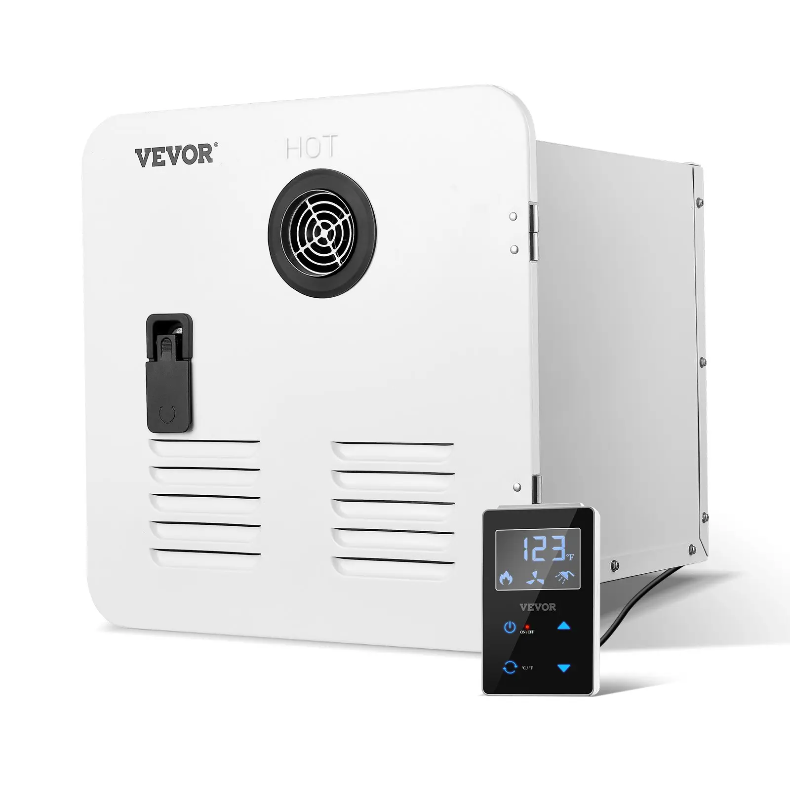 VEVOR RV Tankless Water Heater, Instant Shower with 15x 15 inches White Door and Remote Controller, 42000BTU Optimized Comfort Performance Propane Hot Water Heater, for RVers' Family Use, White