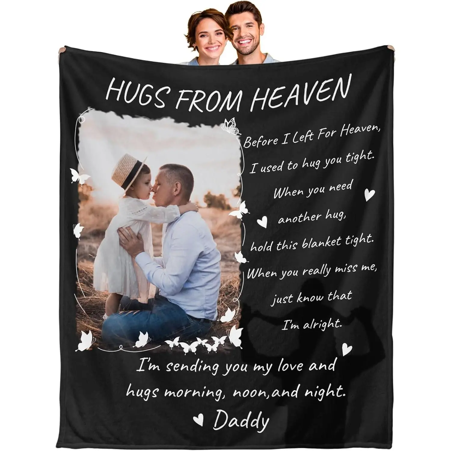 Personalized Memorial Photo Blanket - USA-Printed Sympathy Gift for Loss of a Loved One (Family Member or Pet) flannel soft cozy