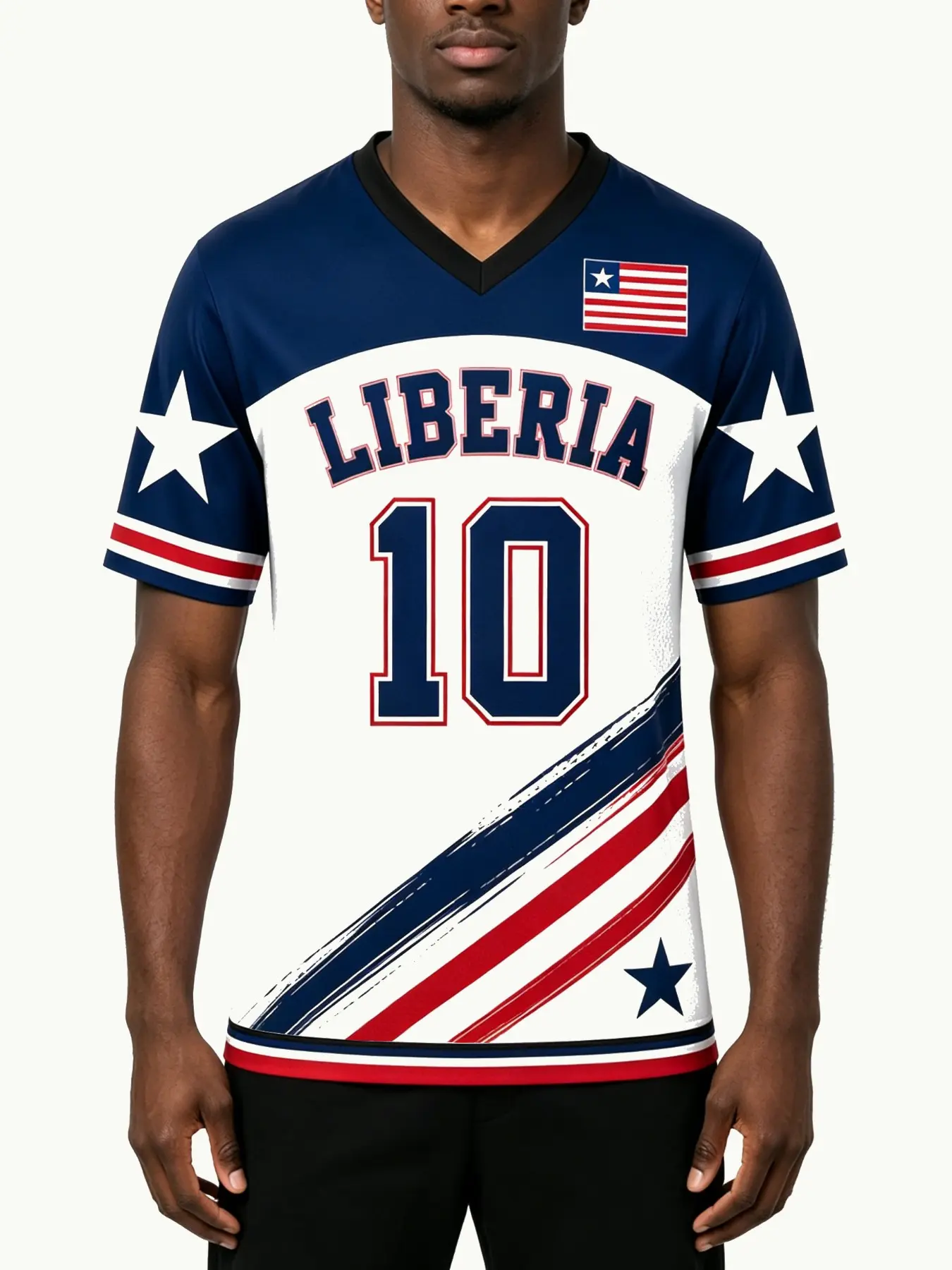 Liberia Football Jersey 2026 New Arrival, Quick-Dry Fabric, Essential Short Sleeve for Fans, Fan Sportswear Top, Casual Fitted T-Shirt for All Seasons, Short Football Jerseys, Sports Clothing