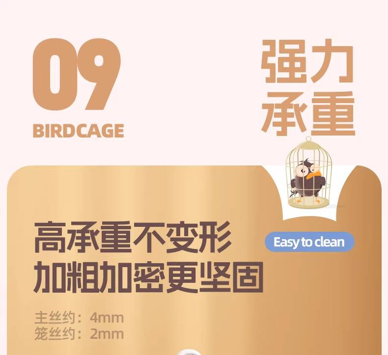 New Transparent Villa Bird Cage Double Layer Large Size Anti-Splash Horizontal Wire Special for Parakeet Cockatiel Budgie Parrot with Pet Toy Accessories