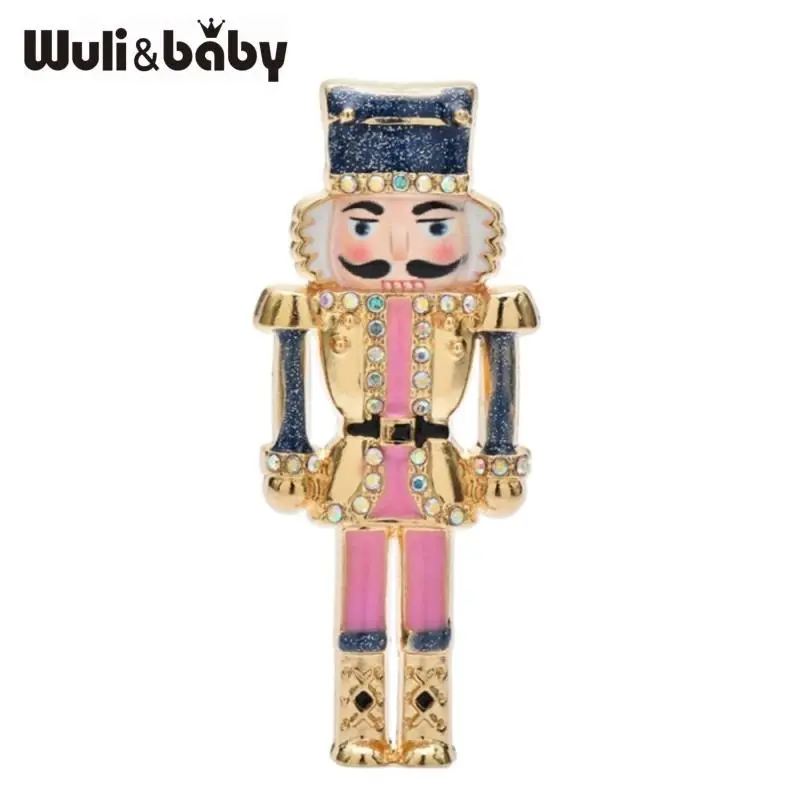 Wuli&baby Nutcracker‌ Character Brooches For Women Unisex Lovely Enamel Men Figure Party Casual Brooch Pins Gifts