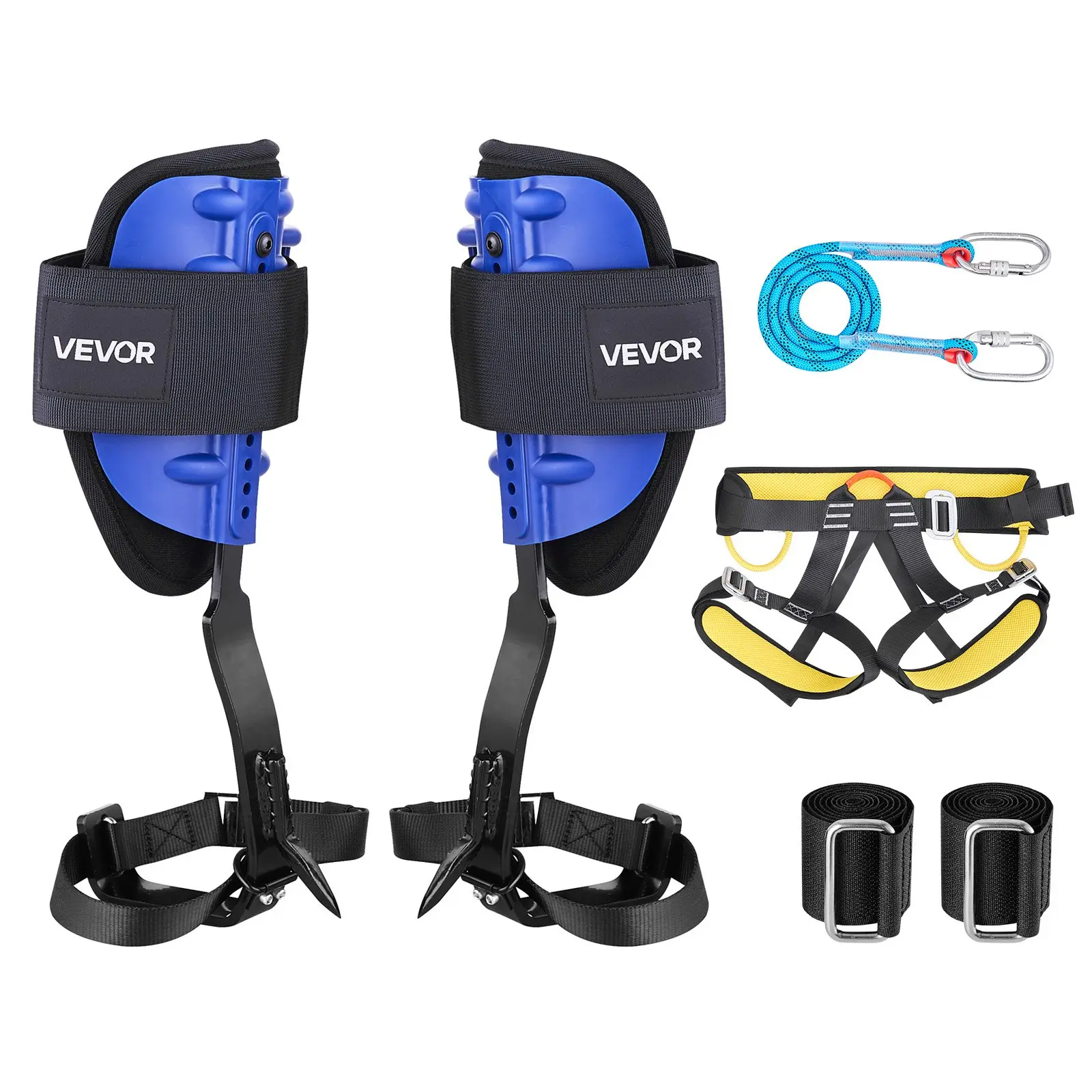 VEVOR Tree Climbing Spikes Set, Height-Adjustable Tree Climbing Gear with Straps Harness, 350 lbs Load Capacity, Heavy Duty Steel Climb Spurs Arborist Equipment for Fruit Picking Hunting