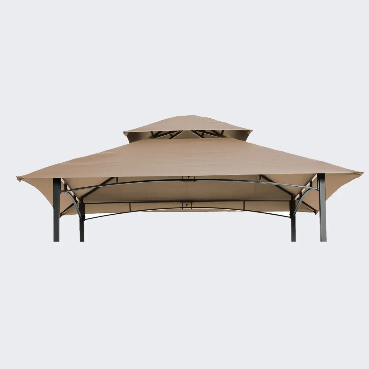 Beige Fabric 8x5Ft Sturdy Grill Gazebo Replacement Canopy - Double-Tiered Rectangle Sun Protection BBQ Awning, 5.50 lbs BBQ Tent Roof Cover for Outdoor Patio, Assembly Required