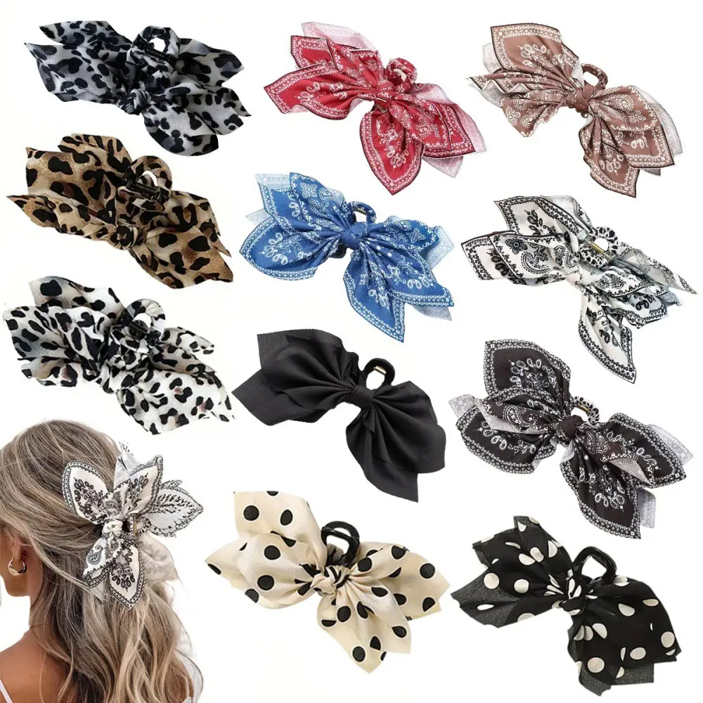 Large Paisley Print Bow Hair Claw Clip for Women Strong Hold Non-Slip Oversized Hair Clip Lightweight Durable Fashion Hair Accessories for Thick Hair Half Up Hairstyles Daily Wear Office Party Travel