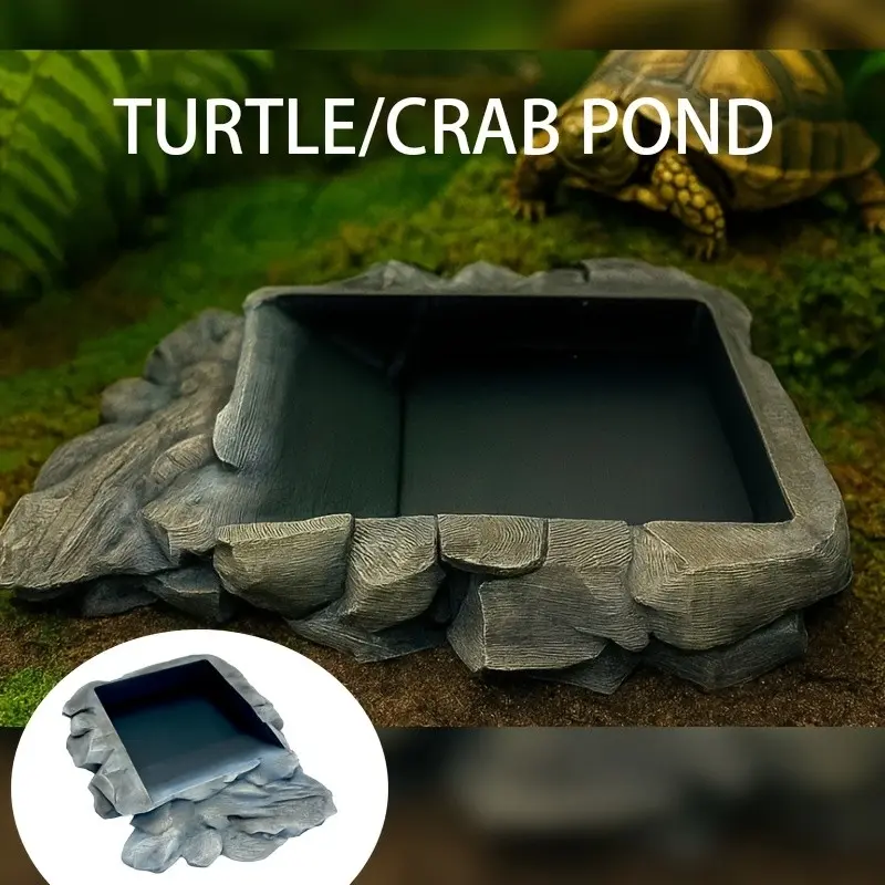 Turtle & Crab Aquarium Tank with Ramp, Multi-Functional Reptile & Aquatic Pet Breeding Box, Semi-Aquatic Terrarium Enclosure for Home Garden