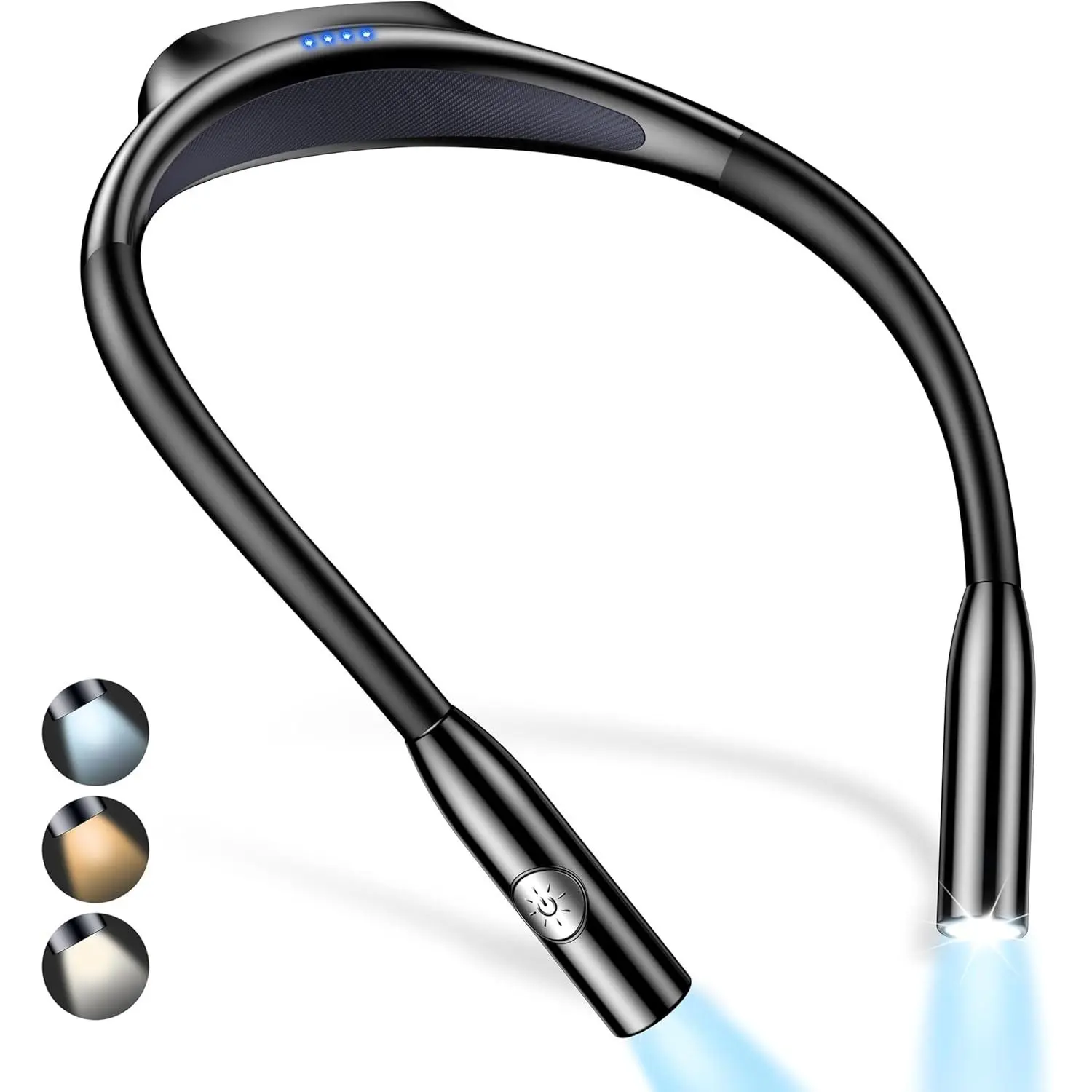 LED Neck Reading Light, Book Light for Reading in Bed - Eye Caring 3 Colors, Dimmable Brightness, Bendable Arms, 80+Hrs Runtime, Neck Round Design, Comfortable & Lightweight for Crafting, Knitting