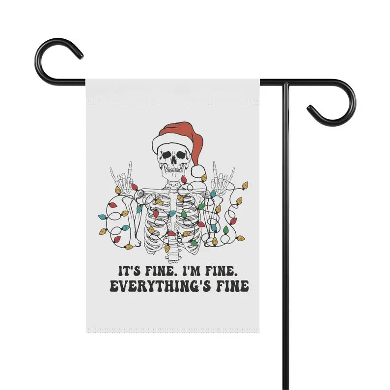 Skeleton Christmas Flag, Double Sided Flag, Winter House Flag Garden Flag, Funny Christmas Flag Large, Christmas Outdoor Decor Holiday Flag