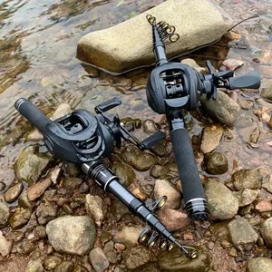 1.5/1.8/2.1/2.4m Ultra-durable Long-range Fishing Rod Set - Telescopic Portable Hard Carbon Sea Rod, High Speed Ratio 7.2:1 Baitcasting Wheel Combo- Suitable for Mobile Scenes- Spinning Professional Fishermen