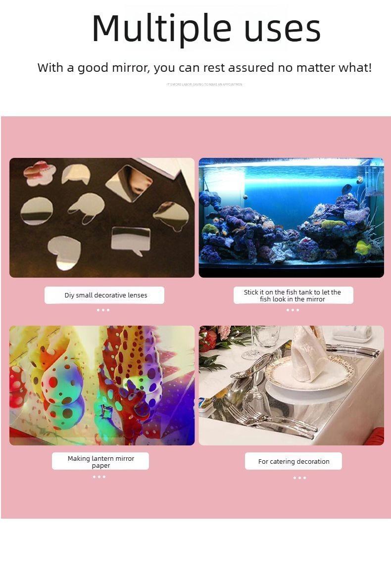 Self-adhesive mirror sticker with backing tape, 20 × 40 inch, soft glass mirror for self-service/glass doors, home use, full-length mirror, Instagram‑style bedroom reflective film