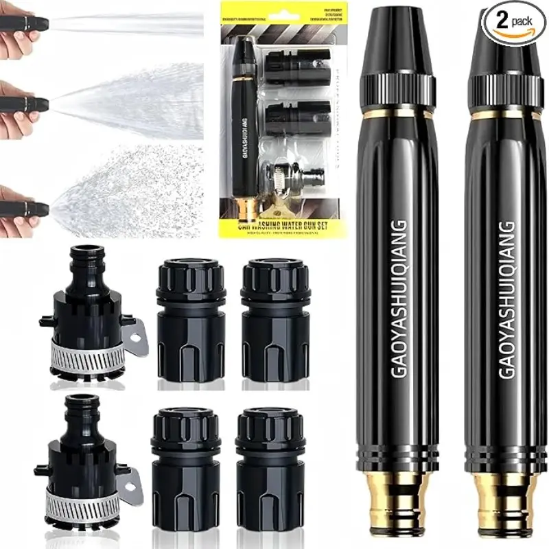 2-Pack Water Hose Nozzles for Car Washing, Garden Irrigation, Outdoor Cleaning, Adjustable Twist Nozzle with Strong Spray, High Pressure Spray, Car Wash Tool