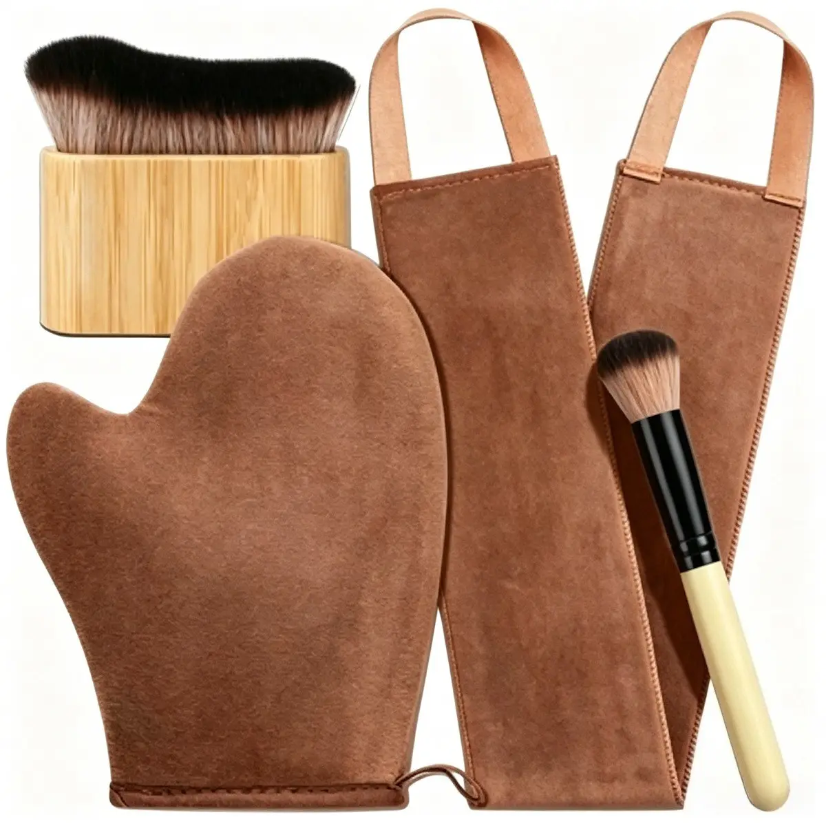 4 in 1 Luxury Velvet Tanning Mitt Self Tanning Mitt Applicator Self Tanner Brush Self Tanner Back Applicator