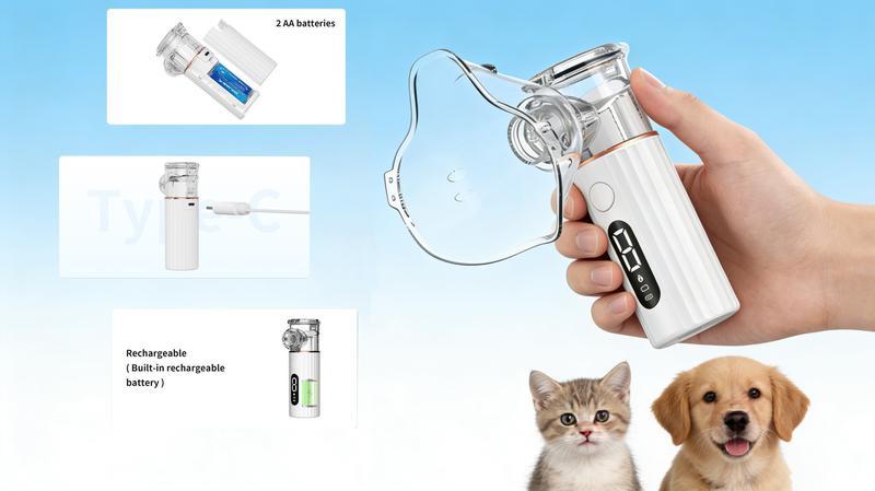 Handheld Portable Mesh Nebulizer with LED Interface & Auto-Cleaning Breathing Nebulizer for Adults & Kids & Pets at Home Handheld Portable Mesh Nebulizer with LED Interface & Auto-Cleaning Breathing Nebulizer for Adults & Kids & Pets at Home