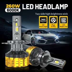 2-Pack H4/h7/h11 LED Car Headlights, Led Headlamps Bulbs, 6000k Light, 800% Brightness, High/low Beam, Plug-And-Play, External Driver, Can Bus Compatible
