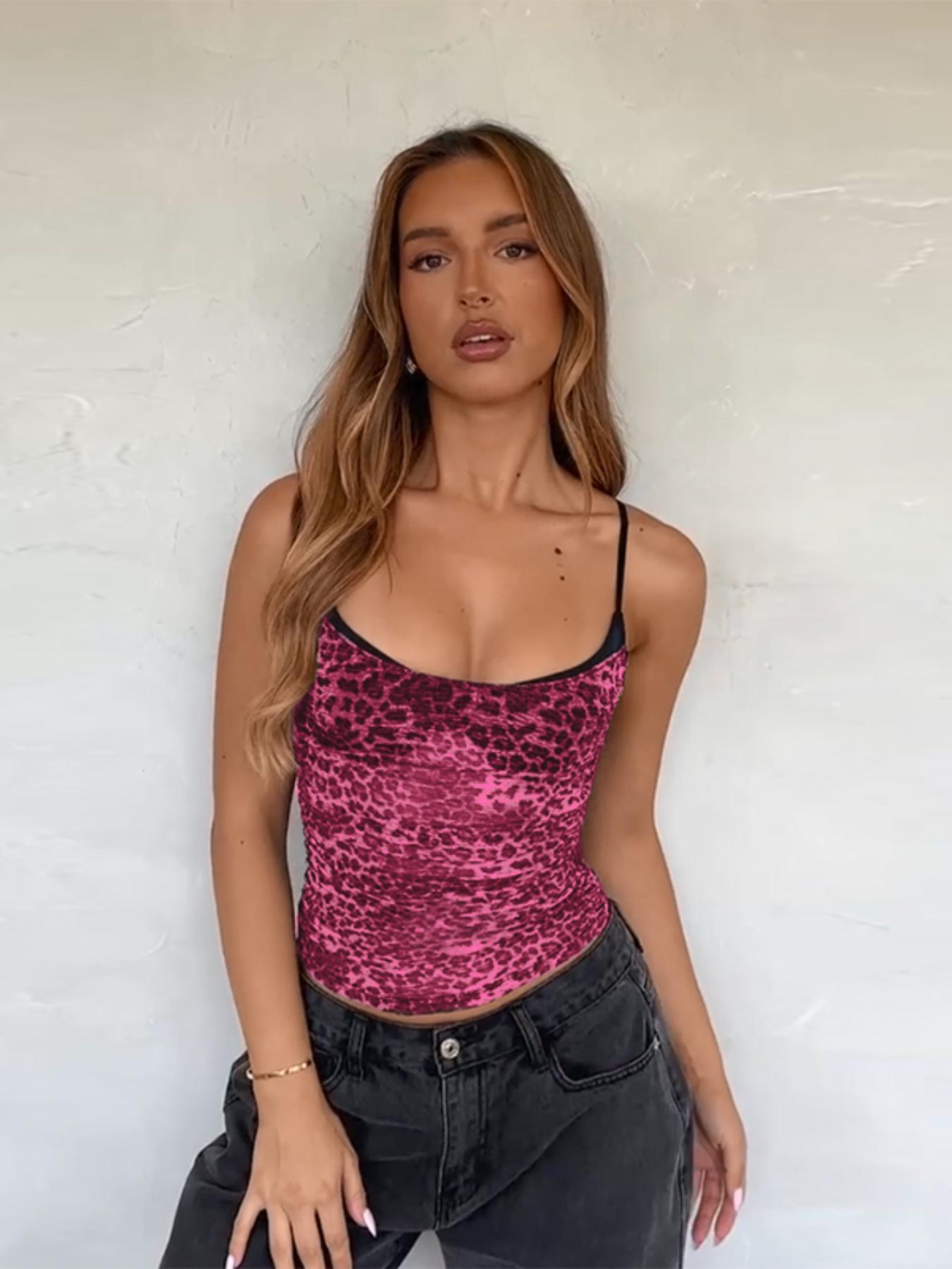 Women's Leopard Print Cami Top, Casual Sleeveless Top for Daily Wear, Ladies Clothes for Summer