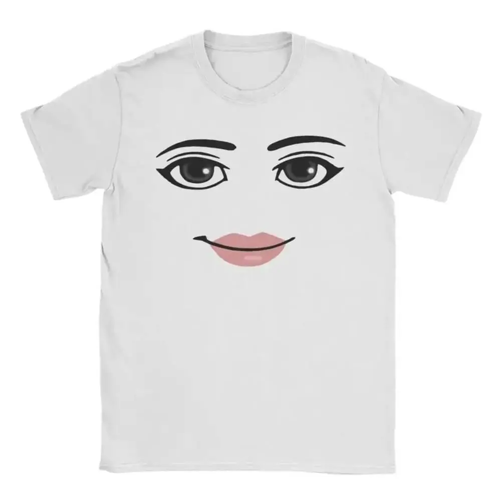 Stylish Round Neck Short Sleeve T Shirt for Summer Unique Harajuku Streetwear Robot Roblox Woman Face Gaming Themed Aesthetic Apparel