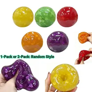 1PCS or 2PCS Fruit Smoothie Squishy Toy, New Moldable Press to Pop Sound Fidget Ball, Decompression Sensory Toy for Adults Kids, Stress Relief Squeeze Play Gift
