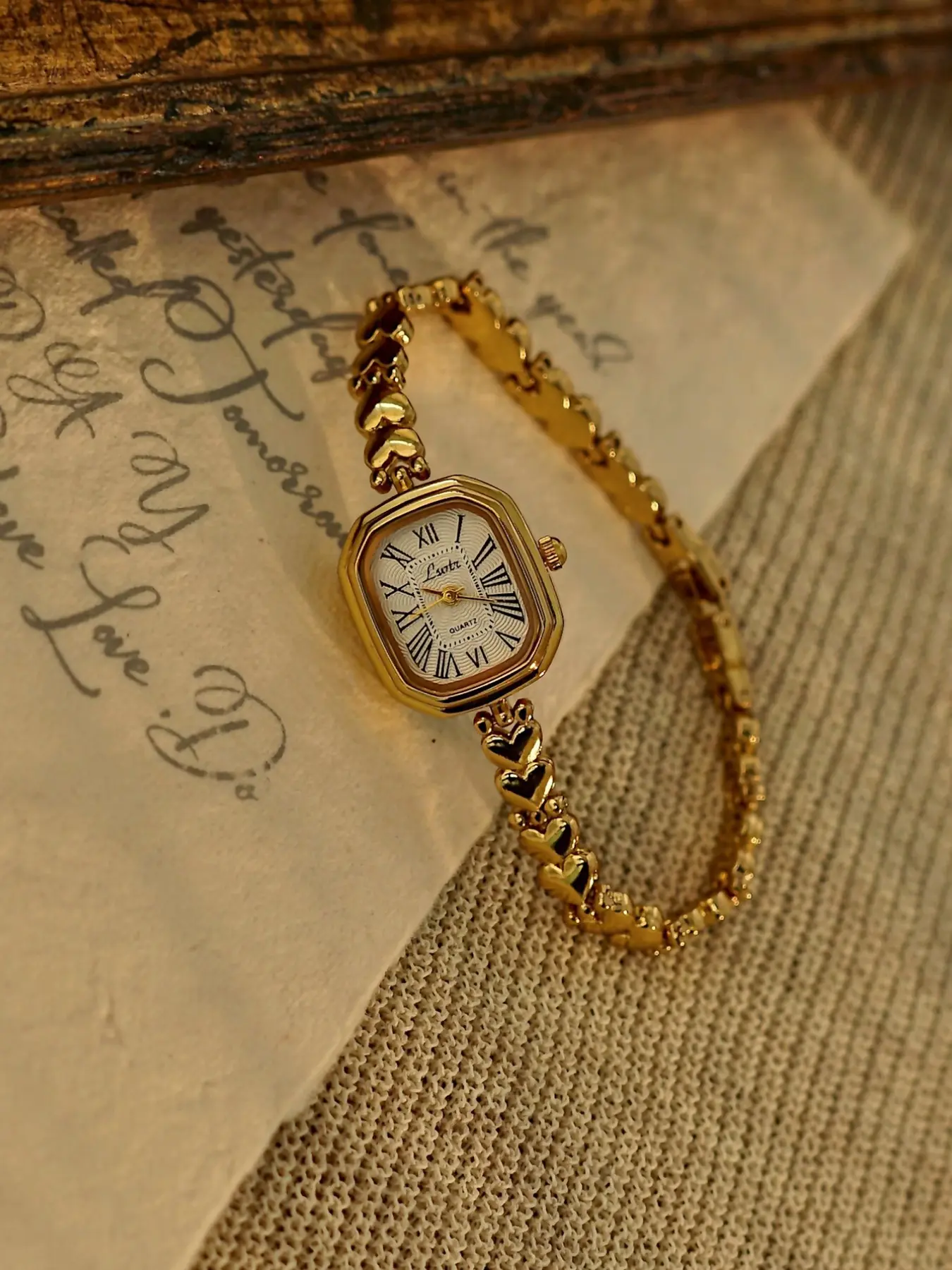 New French Classic Simple Style Elegant Small Lady Analogue Quartz Watch, Square Case, Waterproof, Casual, Buckle Closure