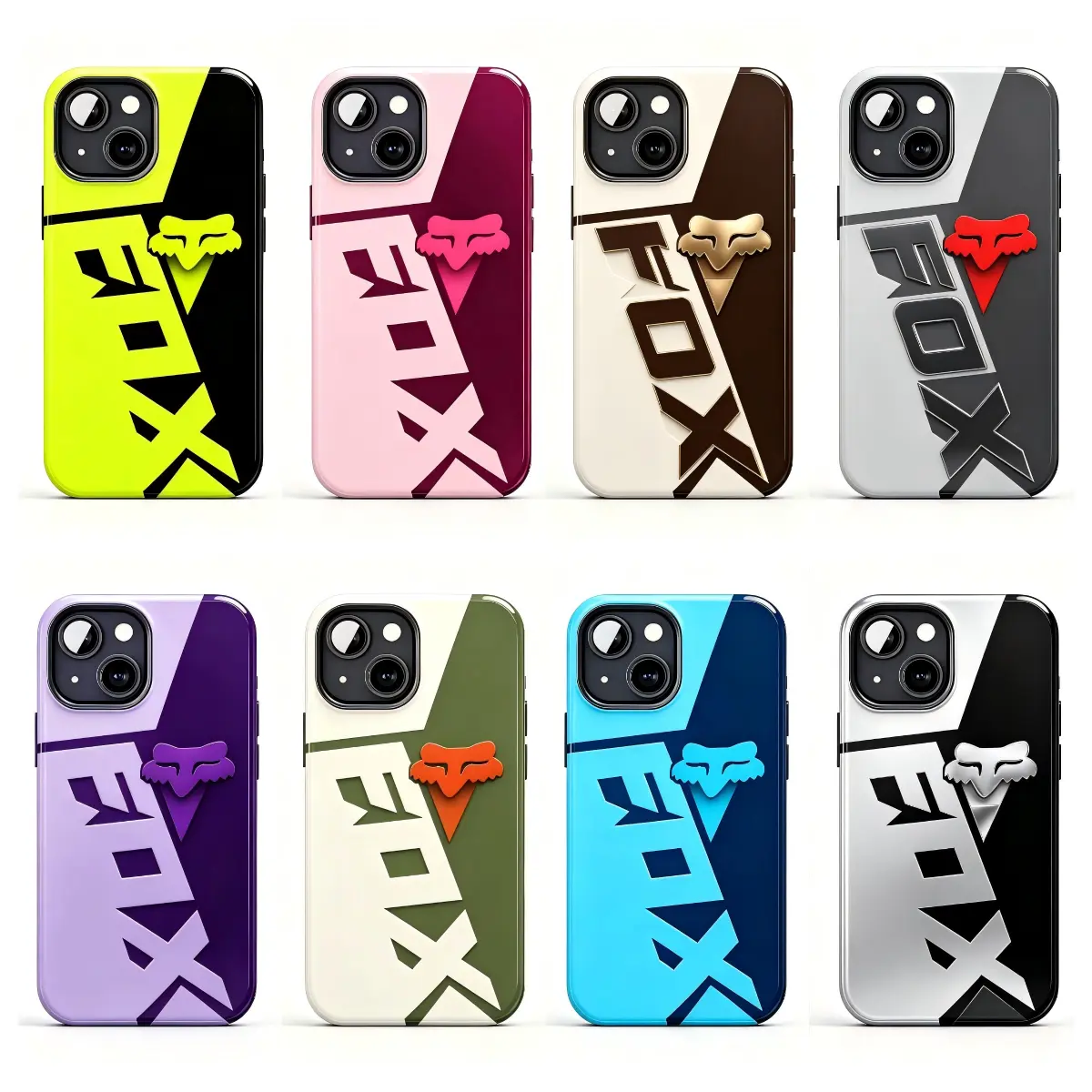 FOX Durable Protective Phone Case - Racing Logo, Motocross Color Block Graphic, Neon Contrast Motorcycle-Inspired Cover for iPhone 11-17 Pro Max/Plus & Samsung Galaxy S23-S25 Series Devices, Easy Installation Phone Accessories