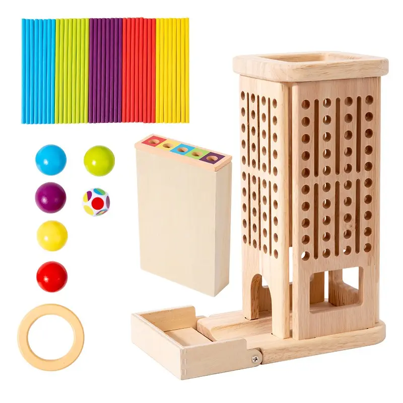 Pisa Tower Wooden Stick Puzzle Toy, Focus Training Balance Game, Wooden Stacking Game, Logic Thinking Interactive Board Game, Family Fun Gift for Holidays and Birthdays