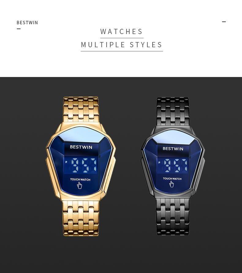 Touchscreen Racing Sport watch Luxury Mens Racing Sport​Iridescent diamond-shaped mirror surfacet WatchMultifunction Chronograph  Stainless Stee!Casual Business Stvle Perfect Giftfor Him fashionable wristwatch time display