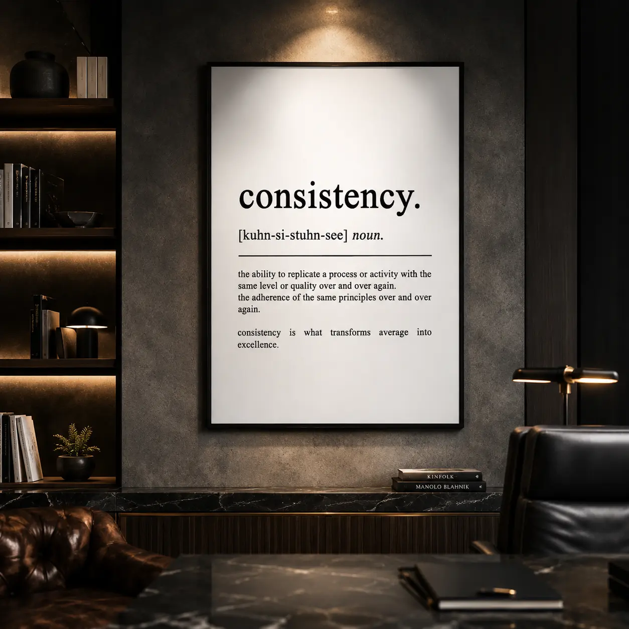 Consistency Definition Poster, Motivational Art for Entrepreneurs, Inspirational Office Wall Decor, Canvas Wall Art, Business Workspace Decor, Home Office Artwork, Success Mindset Poster, Entrepreneur Gift