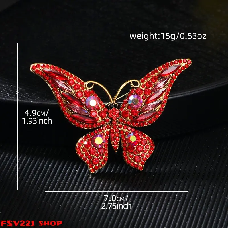Butterfly Design Brooch, Rhinestone Decorated Brooch Pin Clip Jewelry, Fashion Accessories for Women & Men, Trendy All-match & Exquisite Brooch for Birthday Gift Colorful Rhinestone Decorative Lapel Pin For Women Clothing, Scarves, Bags & Accessories