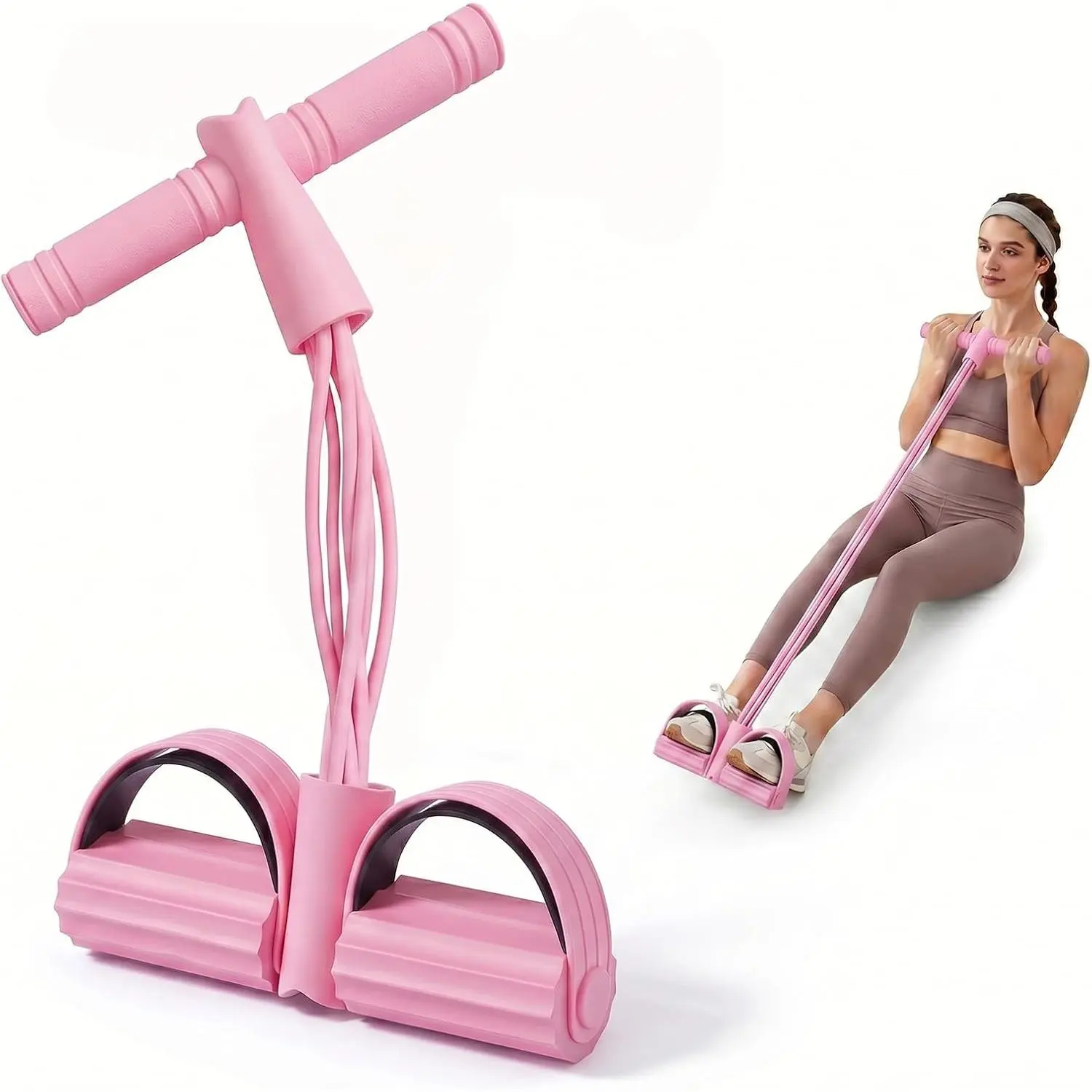 8-Tube Multifunction Pedal Resistance Band with Handles, Unisex Strength Training Equipment for Home Workouts, Non-Slip Texture, Enhanced Stability, Family Gift, Included User Manual, Easy to Use, Portable, Adjustable Bands
