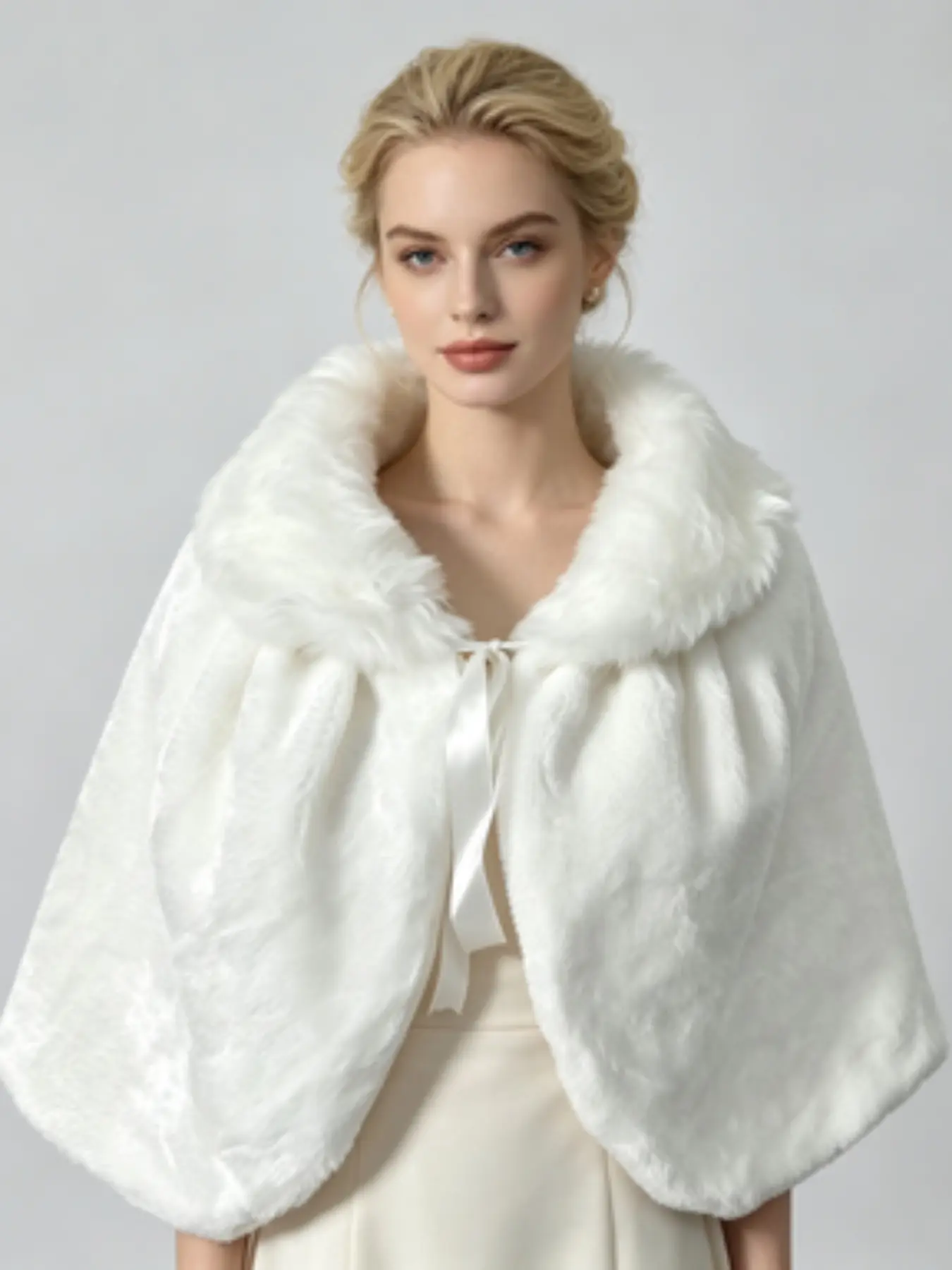 Wedding Gown Plus Size Fur Shawl Cape, Fall Winter Wedding Warm Thick Vest, Outerwear Coats for Bridal Party, Cozy Bridal Accessories