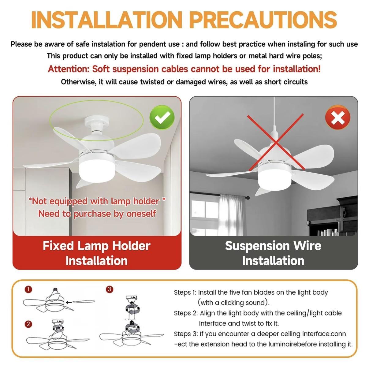 16 Inch LED Ceiling Fan Light with Remote Control, Led Lighting Fan, 30w Socket Fan 2000 Lumens, 3 Speeds 3 Colors 3000-6000k, Ideal for Bedroom Living Room Kitchen Garage