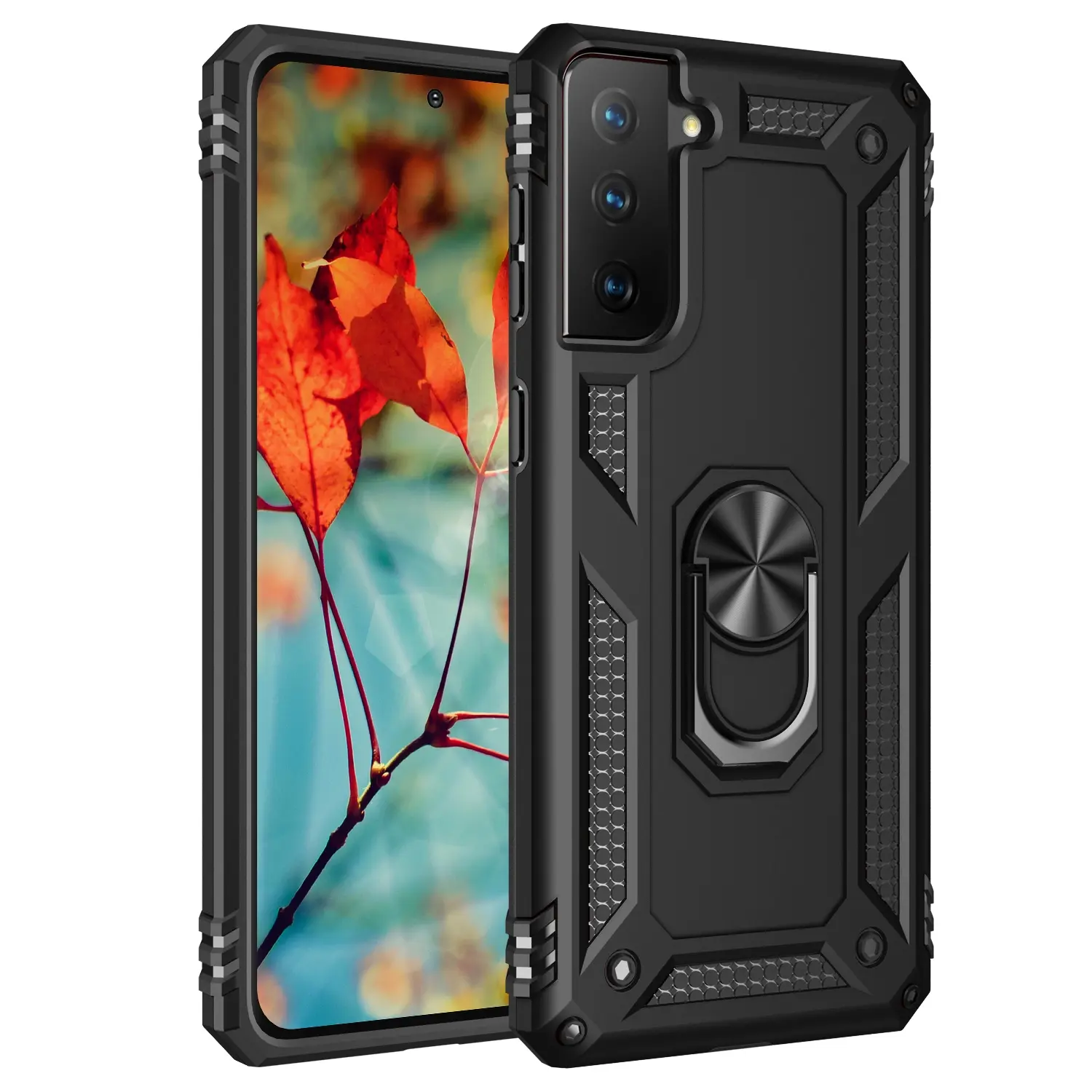 Case for Samsung Galaxy S21, Durable Dual-Layer Full Protection, Military Grade Shockproof 360° Rotatable Metal Ring Stand, Anti-Slip for Samsung Galaxy S21 Phone Case, Shockproof Phone Cover