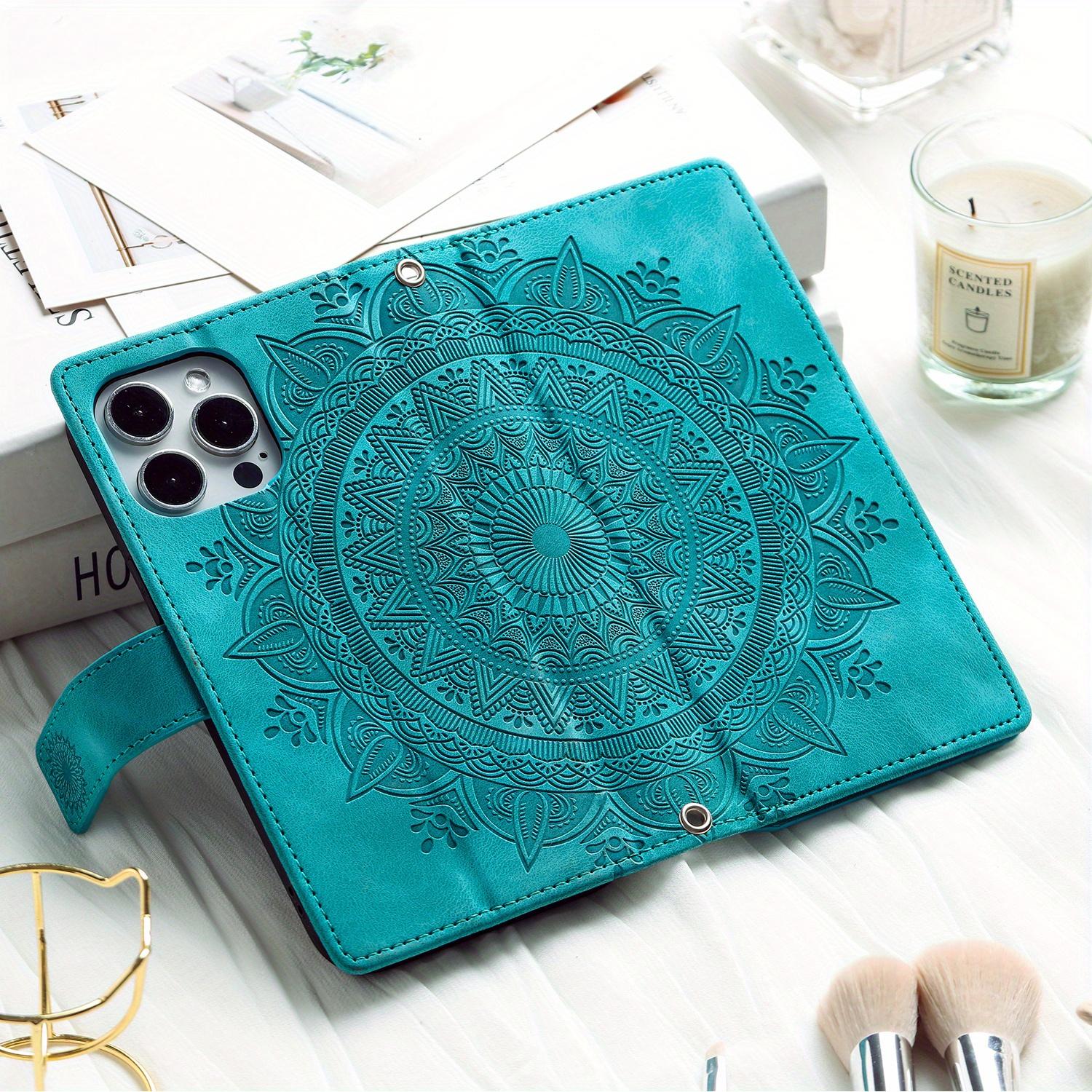 Pu Synthetic Leather Case for Various Iphone Models, Including 17, Air, 16e, 16, 15, 14, 13, 12 Mini, 11 Pro, X, Xs Max, Xr, 8, 7 Plus, Se, 5g From 2023 and 2020, Embossed Flower Design, Wallet with Card Holder