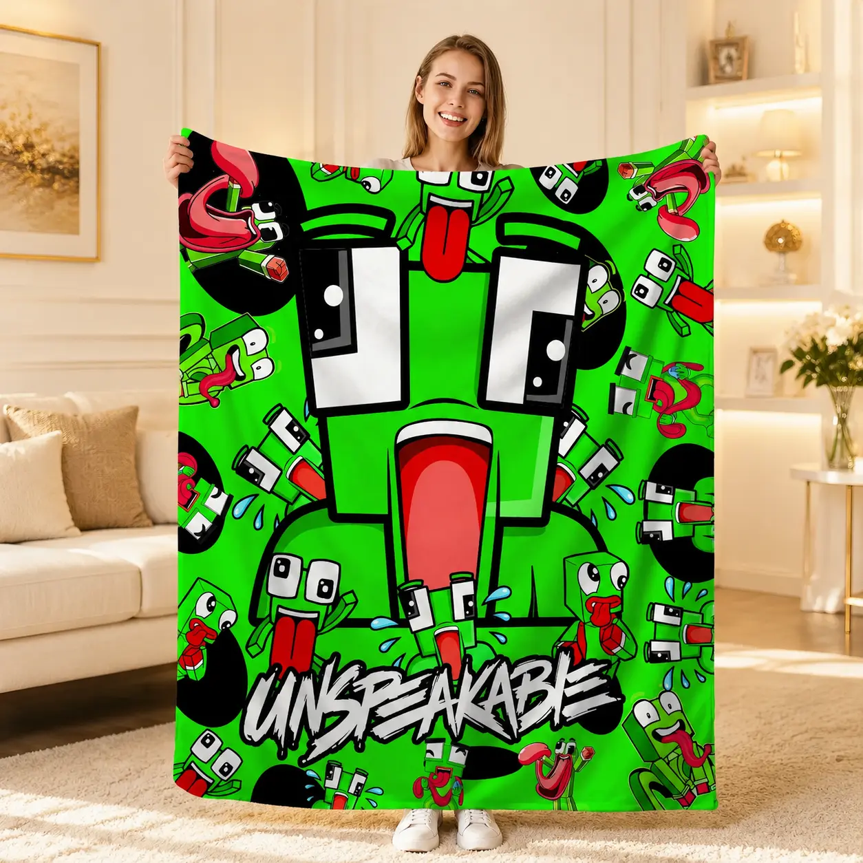 Mr Beast Cozy Soft Blanket, Funny Cute Flannel Blanket for Sofa Bed Kids Adult Gift Style 50x60 Inch