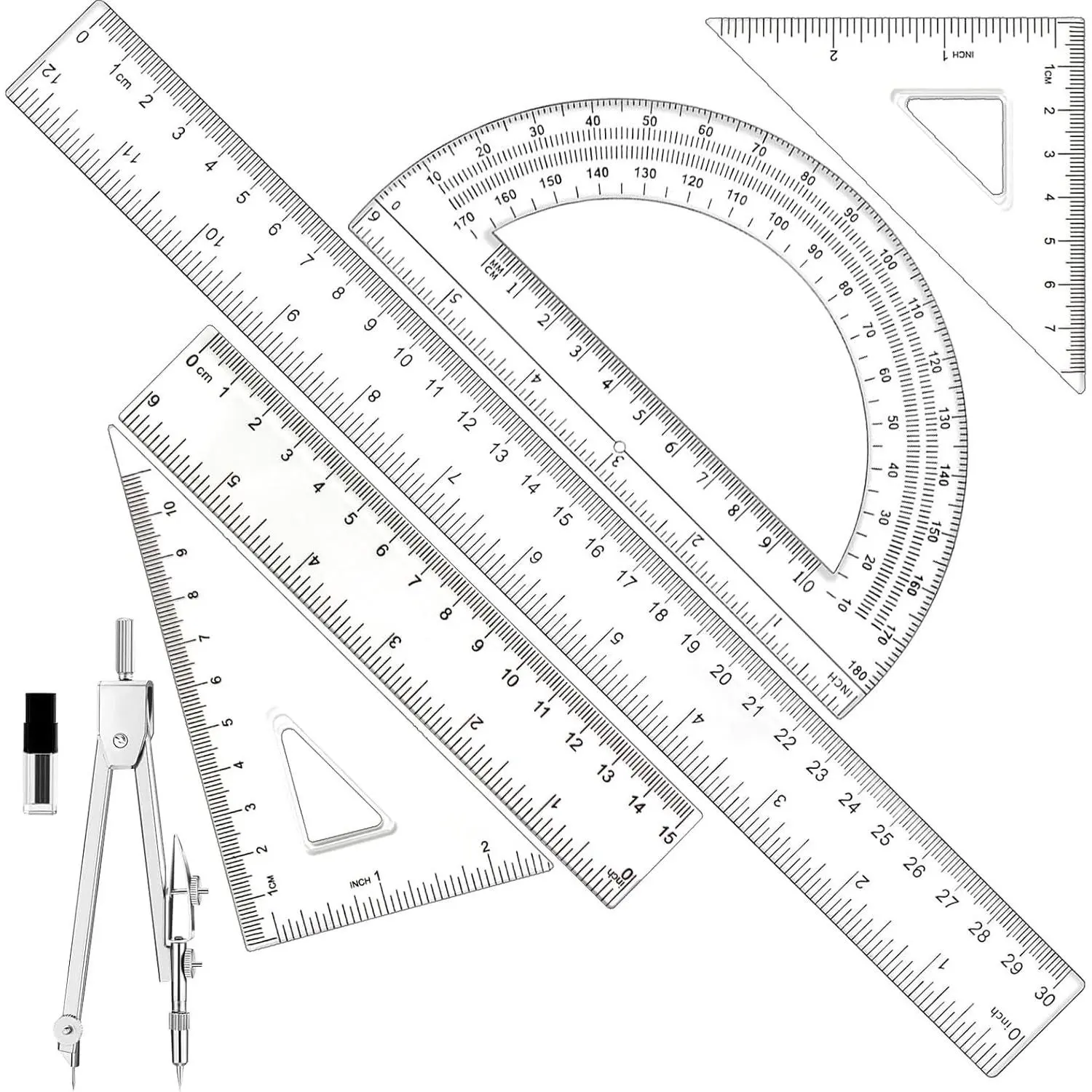 Compass and Protractor Set Geometry Drafting Tools with Protractors Rulers Compasses Math Back to School Supplies for Students Teachers